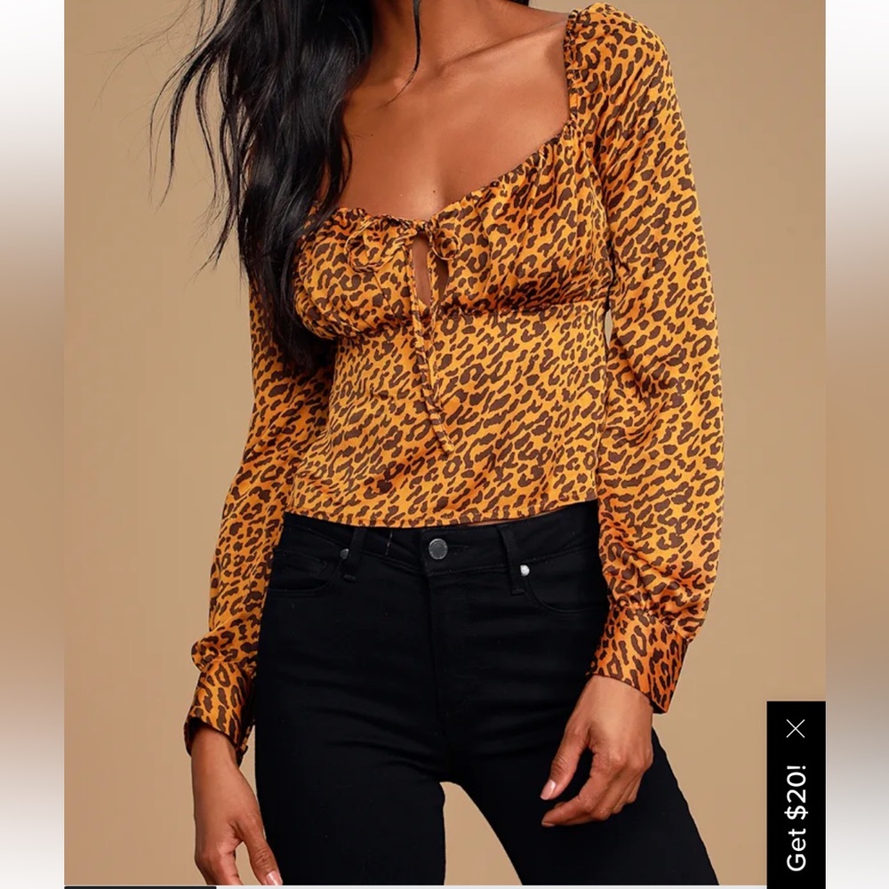 Lulus Burt orange leopard print top size S